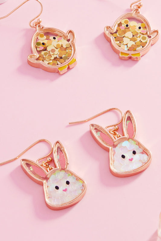 Easter Bunny Colorful Glitter Hook Earrings