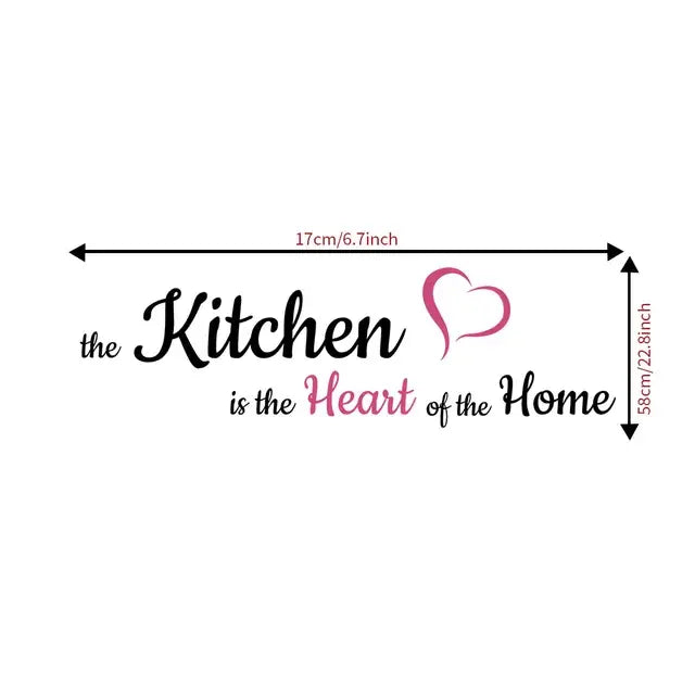 1 Pcs The Kitchen Is The Heart Of The Home Slogan Letter Kitchen Decoration Frosted Sticker Wall Decoration Wall Pvc
