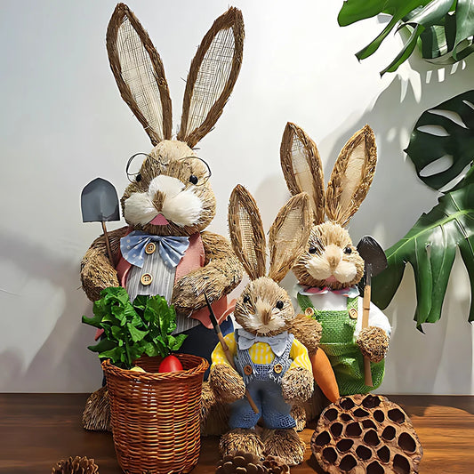 1/2Pcs Easter Cute Straw Bunny Decorations