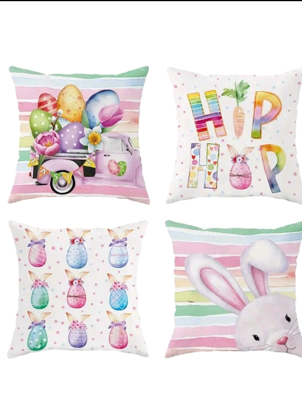 4pcs Easter Bunny & Egg Pattern Pillow Covers, Spring Festival Party Home Decor, For Living Room Sofa, Bedroom Bedside, All Seasons Cushion Cover