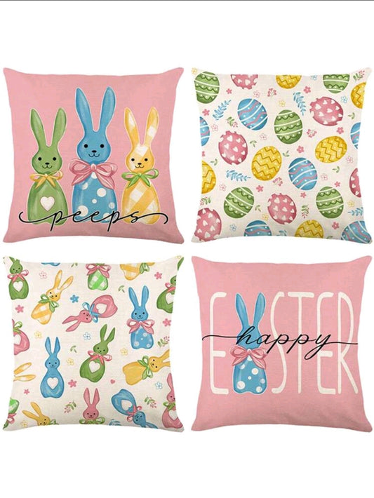 4pcs/Set Rabbit, Letter And Easter Egg Pattern Pillowcase, 6pcs/Set Easter Eggs