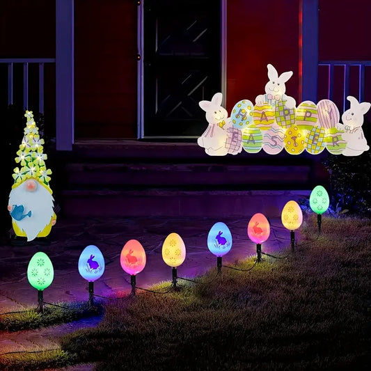 16ft Solar-Powered Easter Egg LED Light: 20 Waterproof LEDs, 8 Lighting Modes, Perfect for Outdoor Spring Garden, Courtyard, and Lawn Decorations