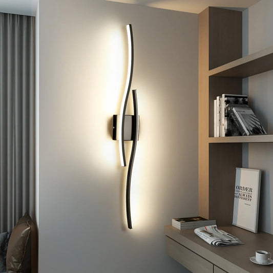 LED Wall Lamp For Bedroom Living Room Background Bathroom Aisle Sofa Interior Modern Minimalist Design Black Decoration Light