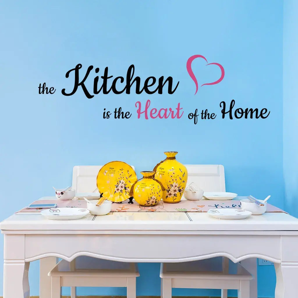 1 Pcs The Kitchen Is The Heart Of The Home Slogan Letter Kitchen Decoration Frosted Sticker Wall Decoration Wall Pvc